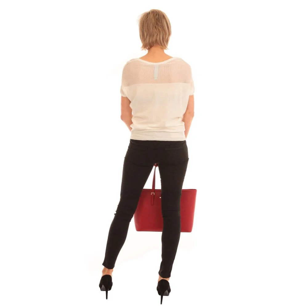 Pinko Fine Knit Top Off White - Image 3