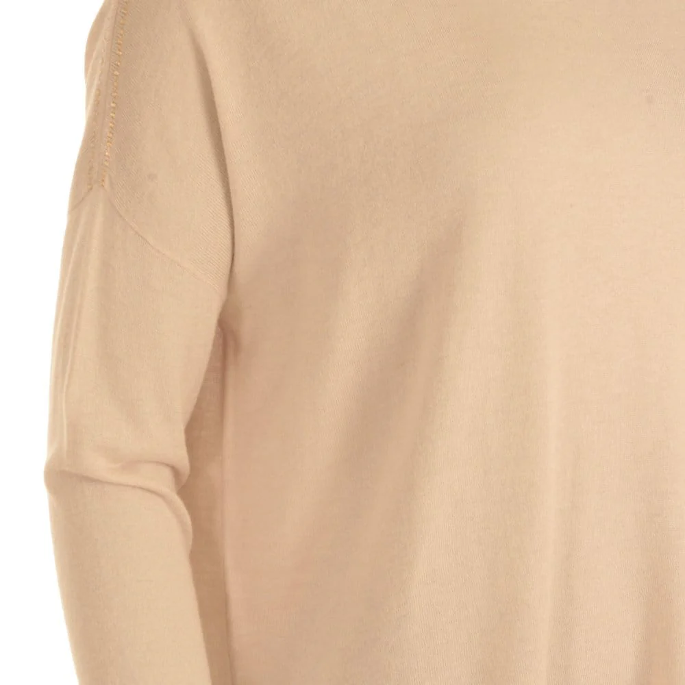 Pinko Fine Top With Round Neck And Dipped Back Detailing Light Beige - Image 4