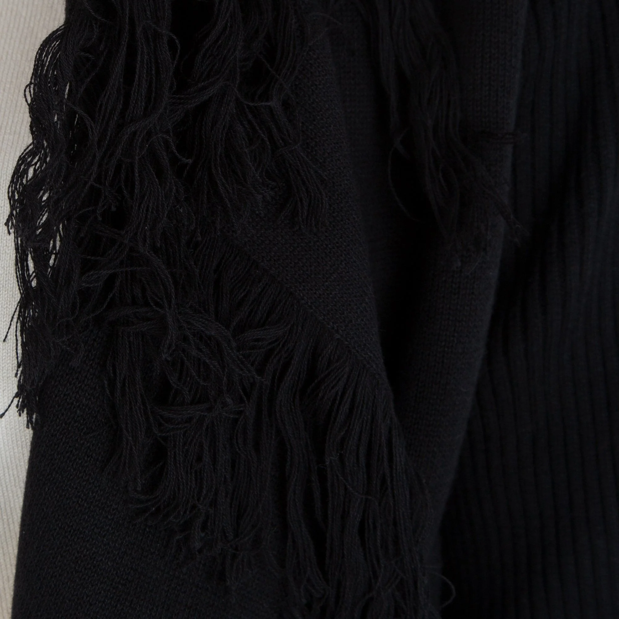 Repeat Waterfall Fringed Edge Cardigan Black & Tan - Image 5
