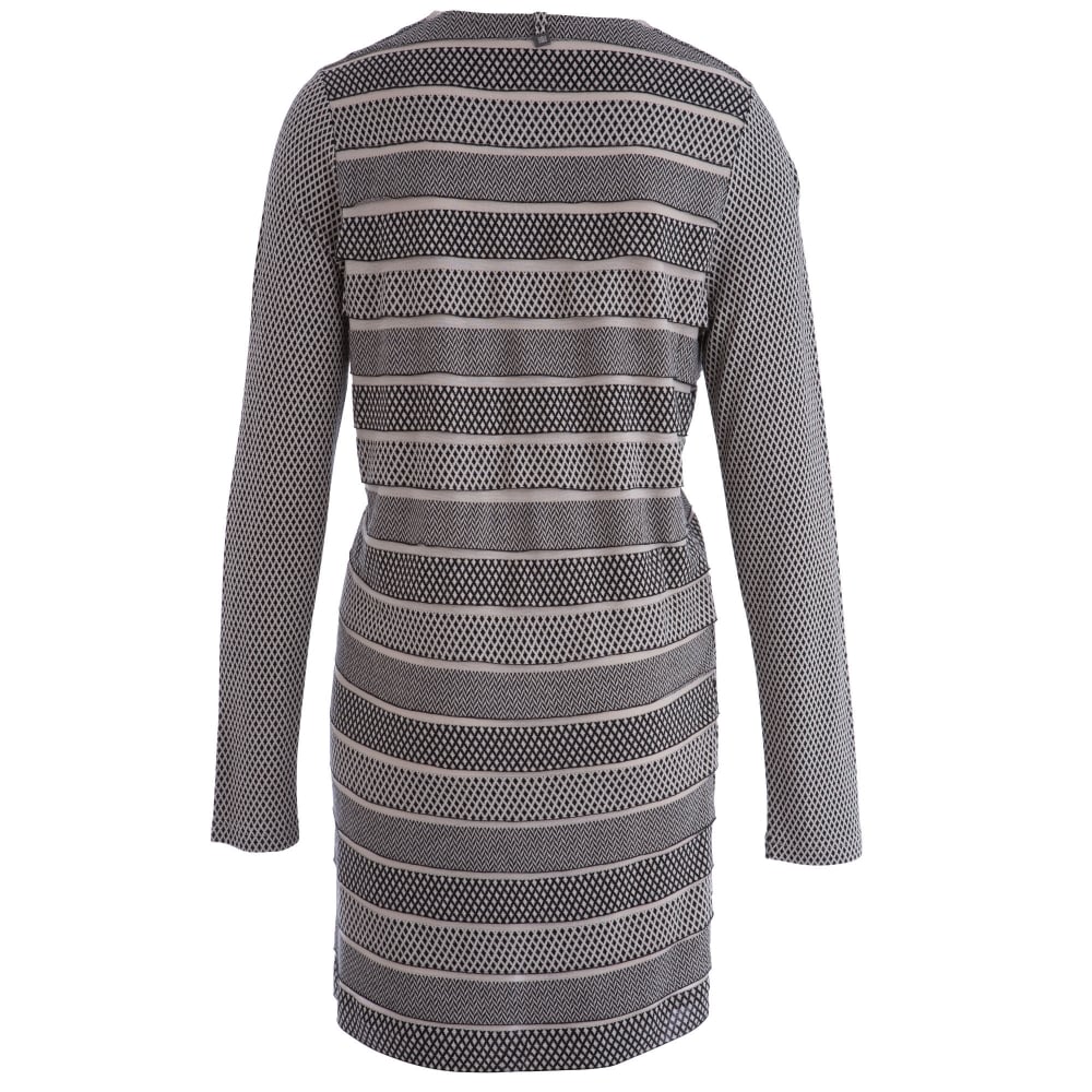 Riani Geometric Print Tiered Waffle Long Cardigan Beige & Black - Image 5