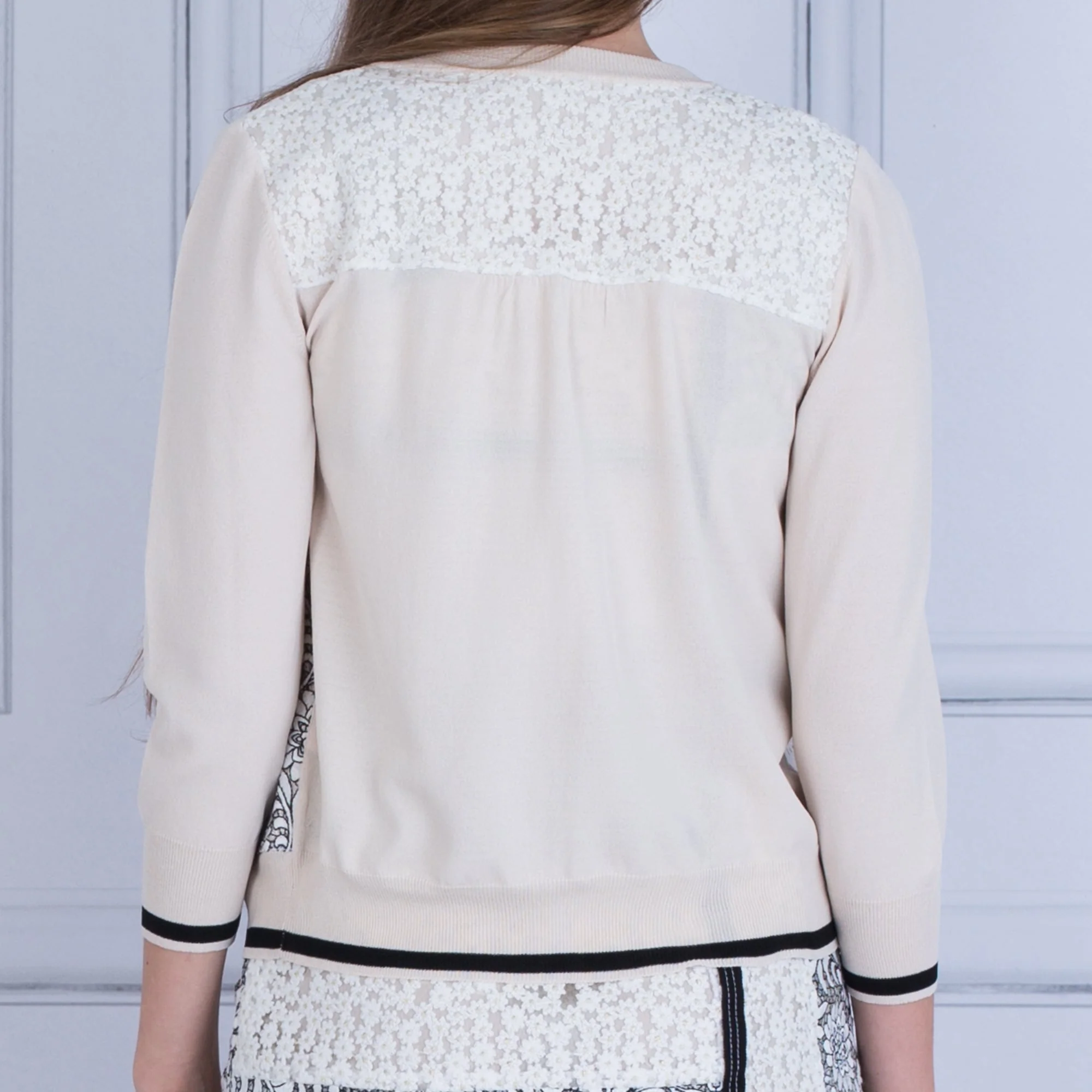 Riani Patchwork Cardigan Ecru/Black - Image 4