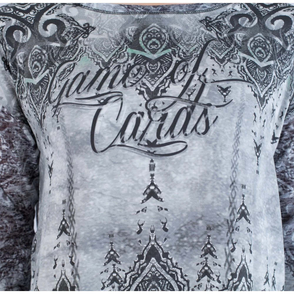 Riani Round Neck Tile Print Top Grey/Green - Image 5