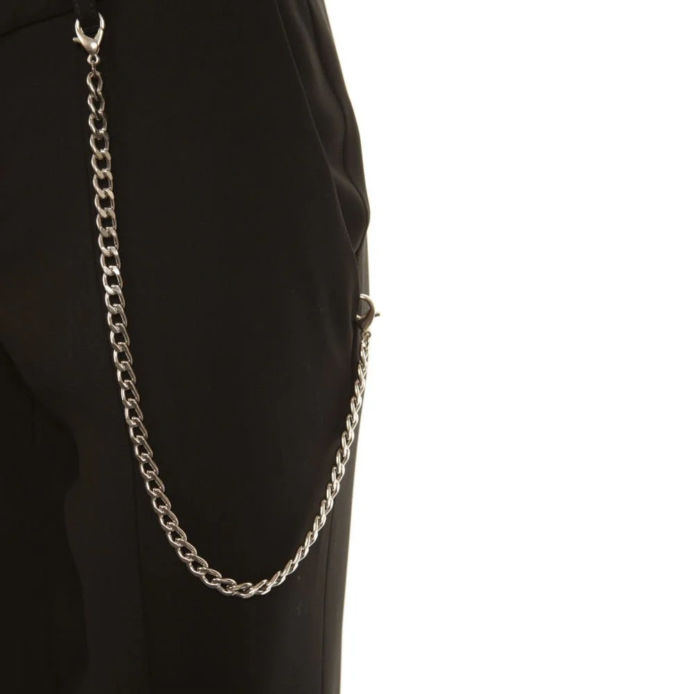 SET Full Length Ankle Zip Trousers With Chain Detail Black - Image 3