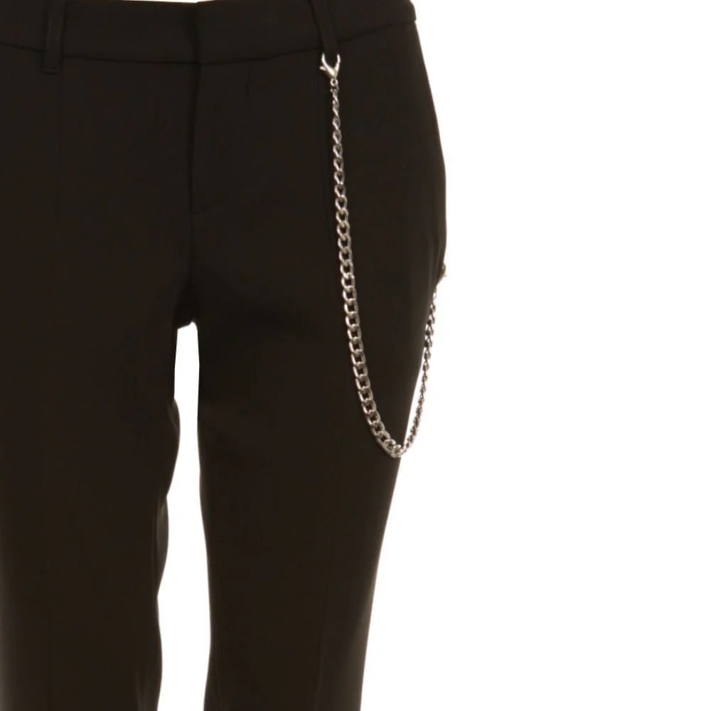 SET Full Length Ankle Zip Trousers With Chain Detail Black - Image 5
