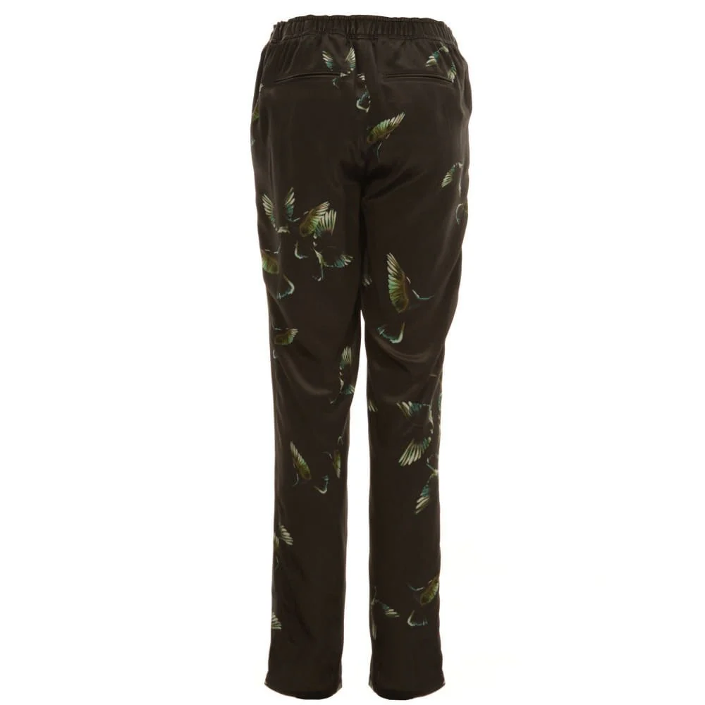 SET Leather Elasticated Waist Bird Print Silk Pant Black/green - Image 5