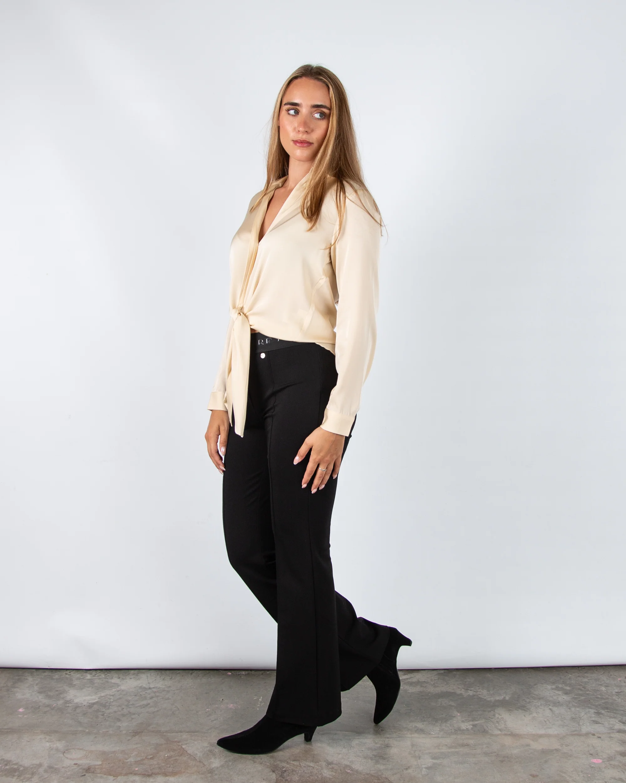 Silk95 Thai Silk Shirt Blouse With Tie Hem Ivory - Image 5