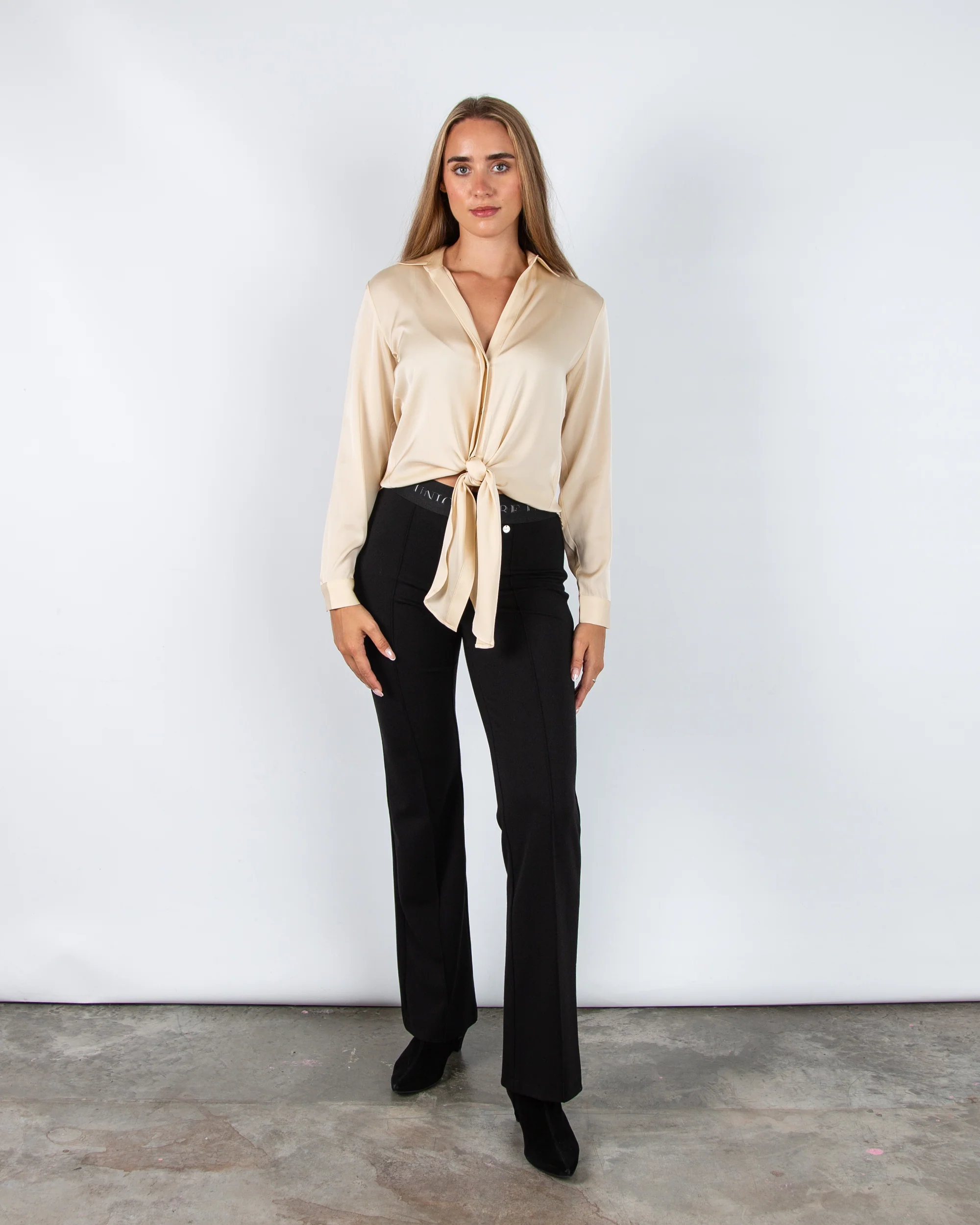Silk95 Thai Silk Shirt Blouse With Tie Hem Ivory - Image 6
