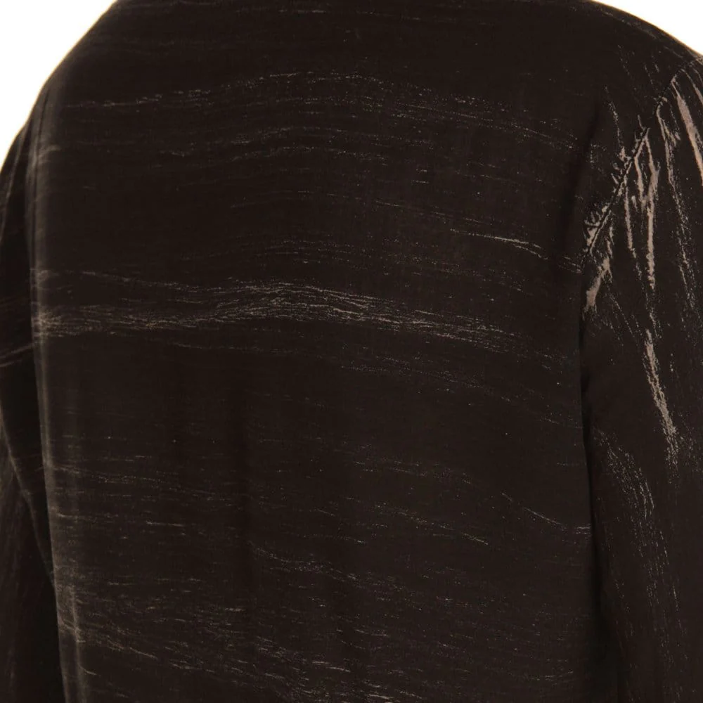 Tina & Jo Oversized Scratch Print Blouse With Mandarin Collar Brown/Black - Image 3