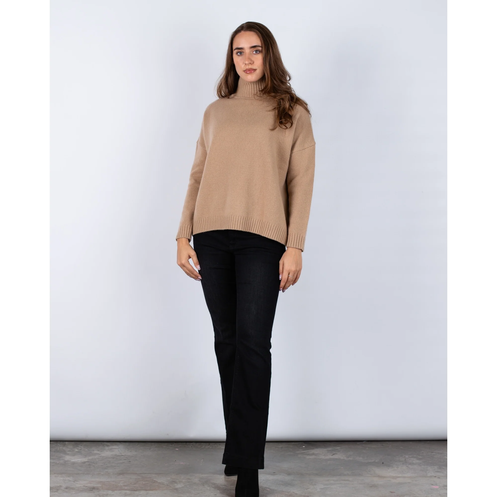 Weekend By Maxmara Borgia Turtle Neck Loose Bodied Knit Wool Jumper Camel 005 - Image 3