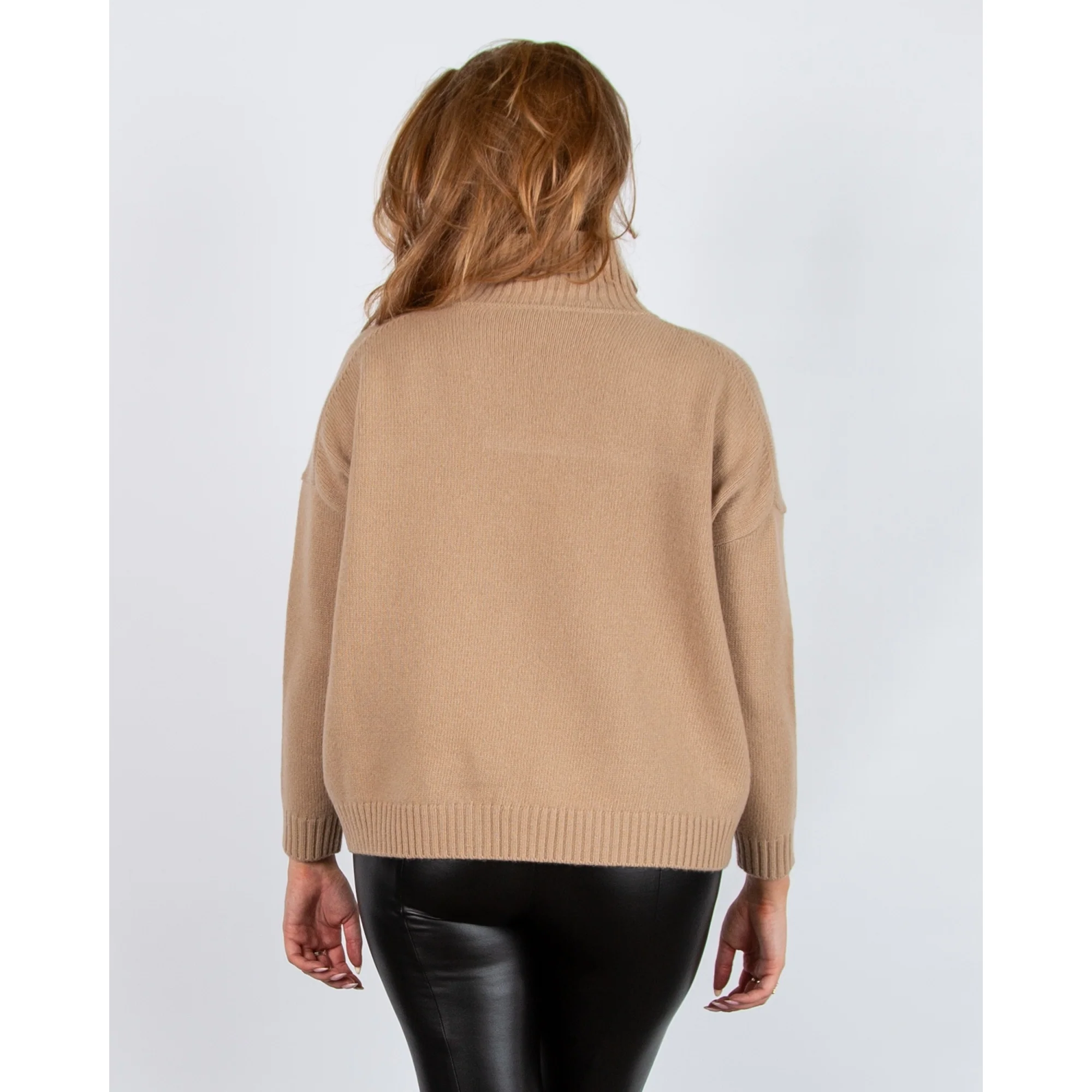Weekend By Maxmara Borgia Turtle Neck Loose Bodied Knit Wool Jumper Camel 005 - Image 6