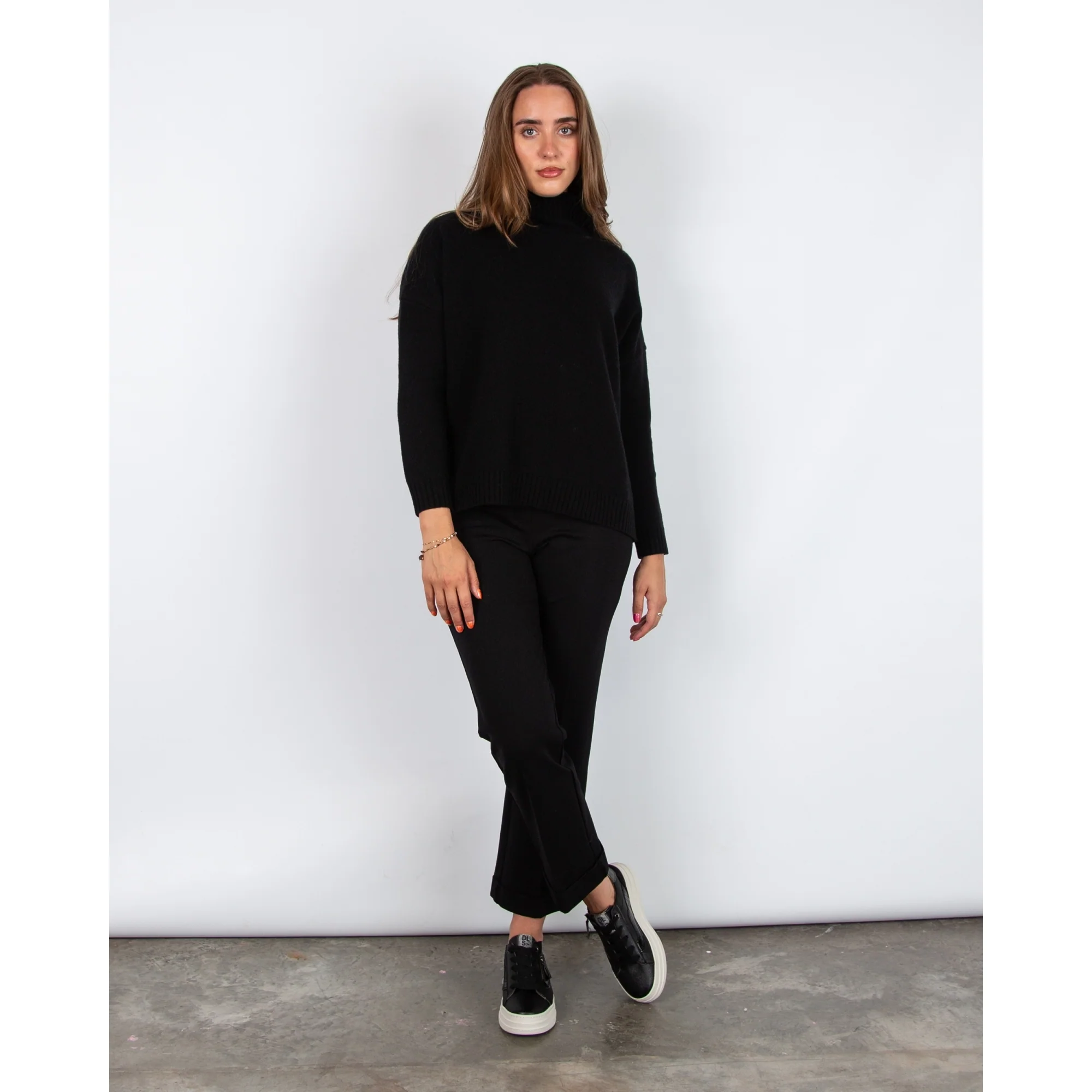 Weekend By Maxmara Borgia Turtle Neck Loose Bodied Wool Jumper Black 009 - Image 3