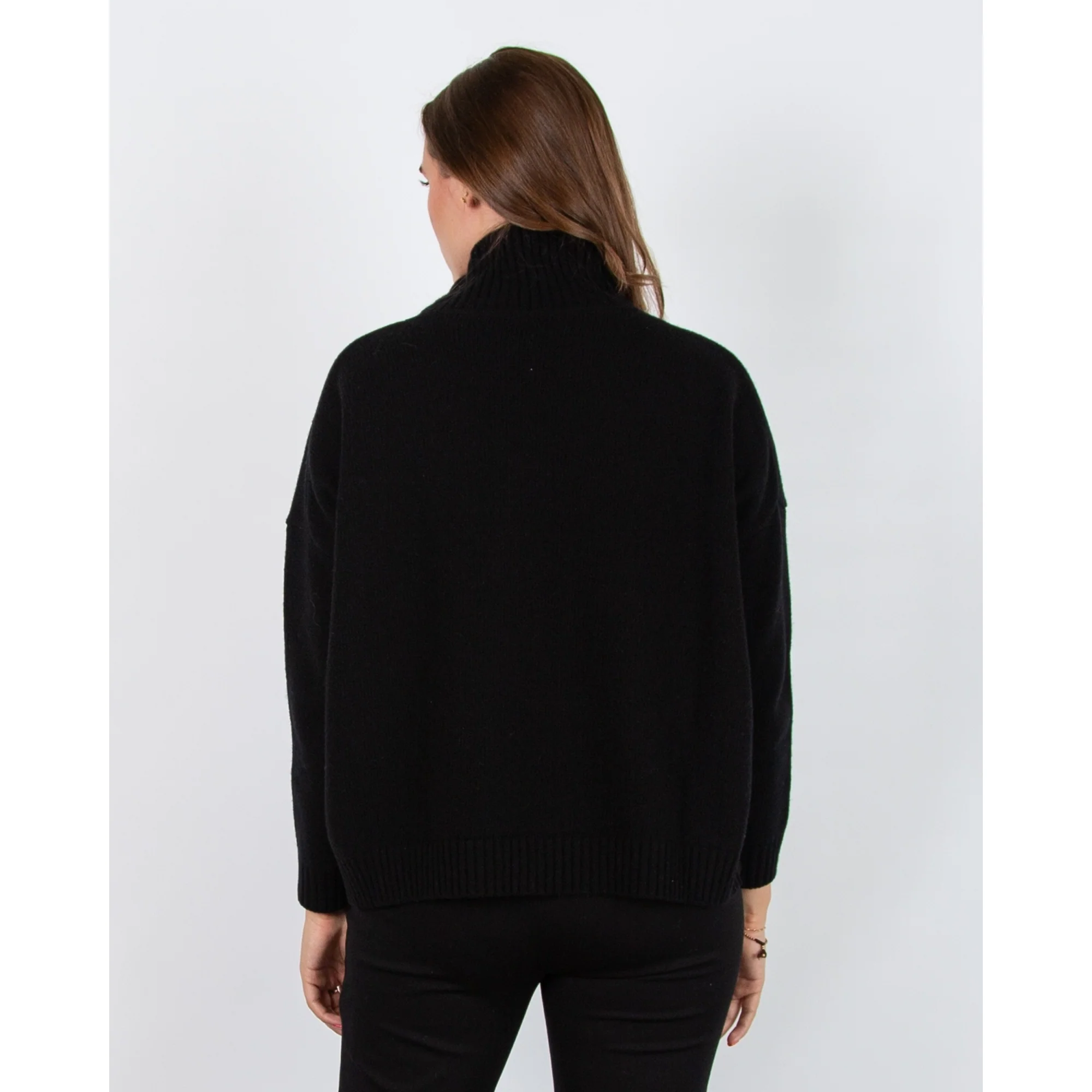Weekend By Maxmara Borgia Turtle Neck Loose Bodied Wool Jumper Black 009 - Image 5