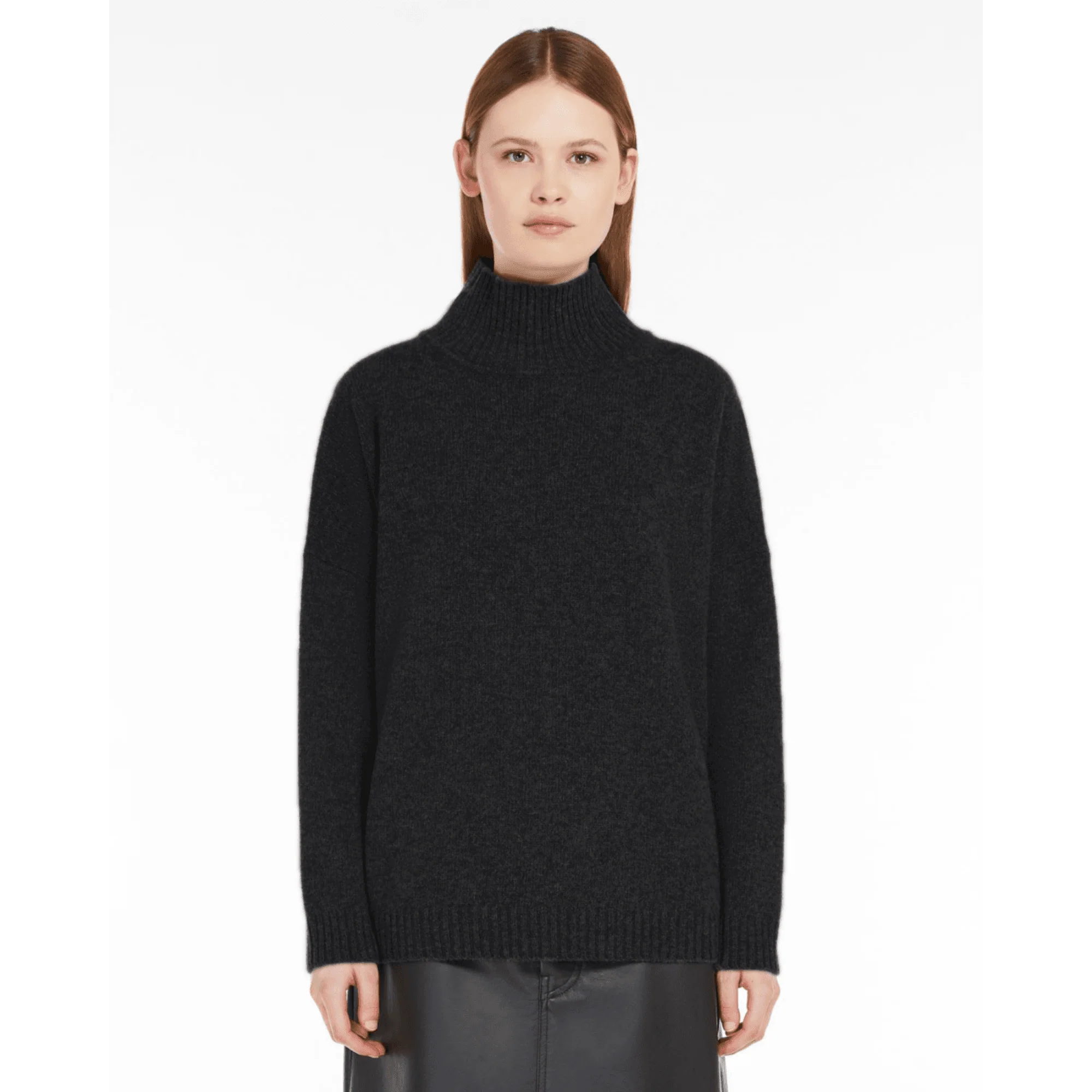Weekend By Maxmara Borgia Turtle Neck Loose Bodied Wool Jumper Black 009 - Image 6